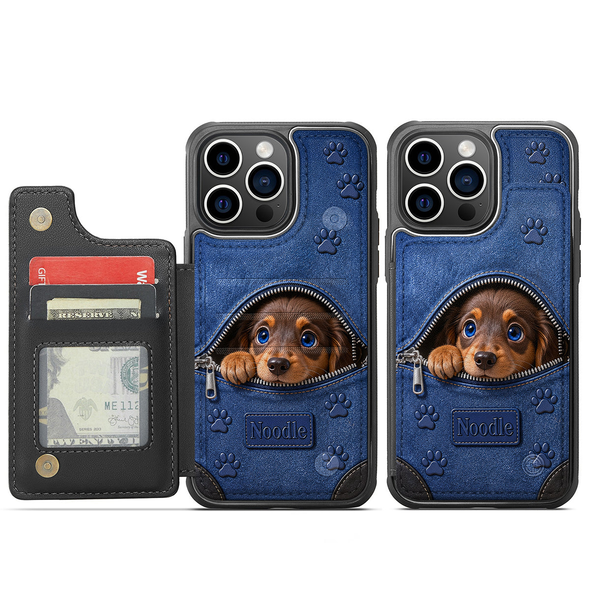 Personalized Reddish Brown Curly Toy Poodle Wallet Phone Case, Dog Lover Gift