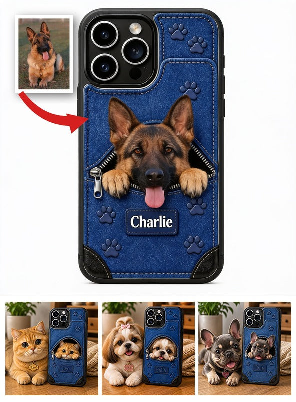 Personalized Peeking Black and Tan German Shepherd Wallet Phone Case Dog Lover Gift