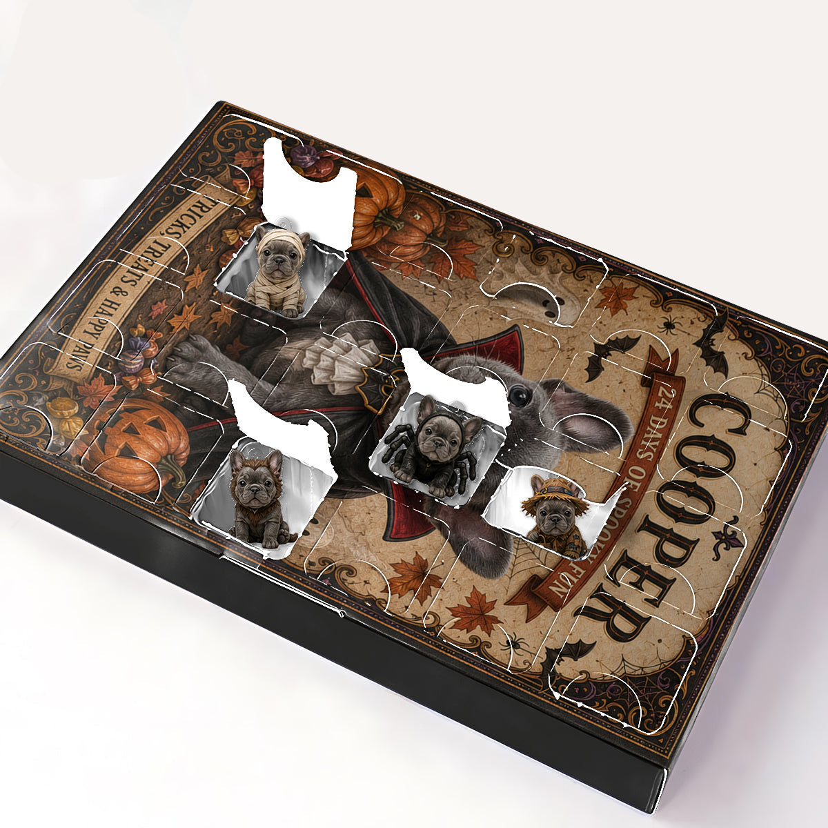 Personalized Halloween Black and Tan German Shepherd Advent Calendar with Ornaments