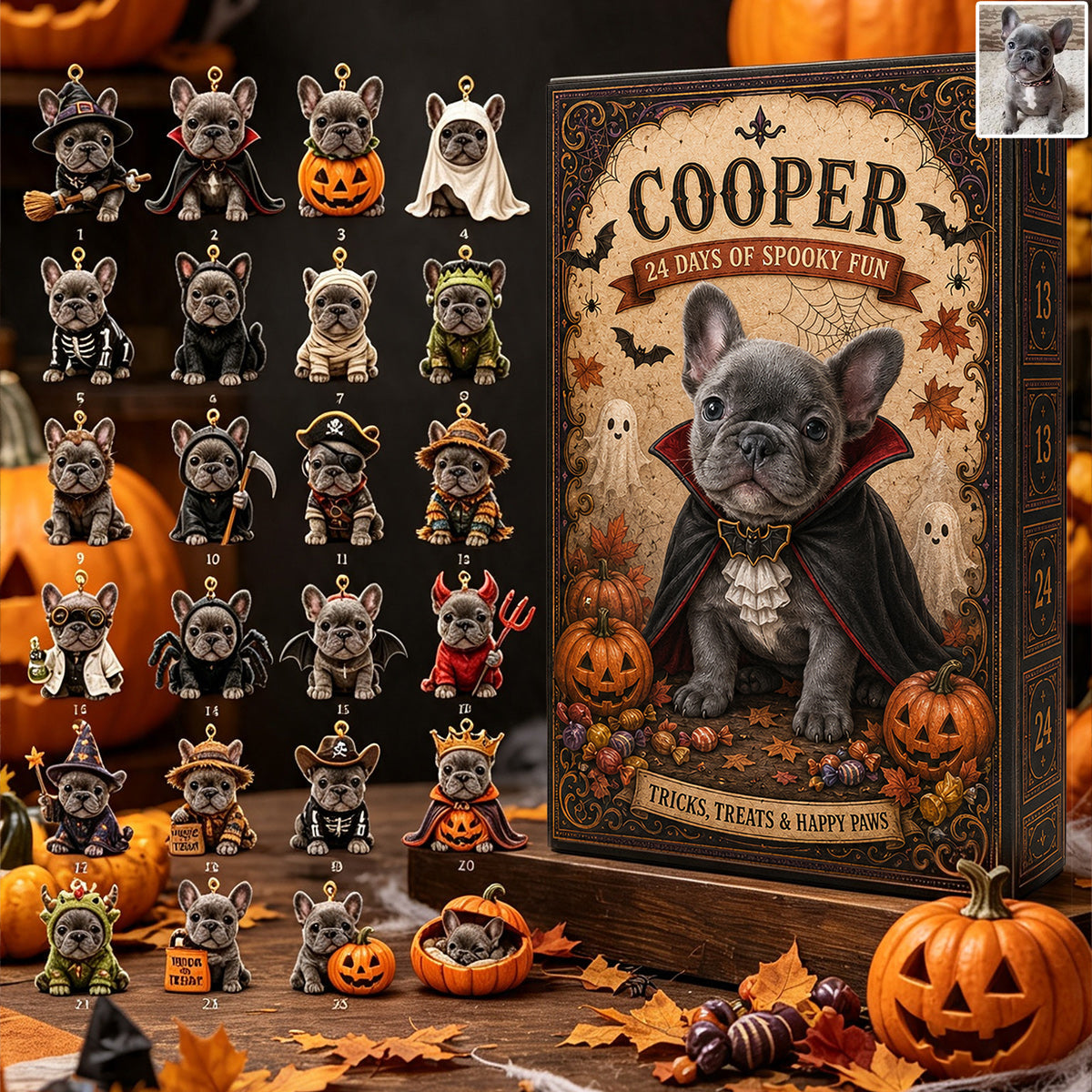 Personalized Halloween Red & White Shiba Inu Advent Calendar Spooky Dog Lover Gift