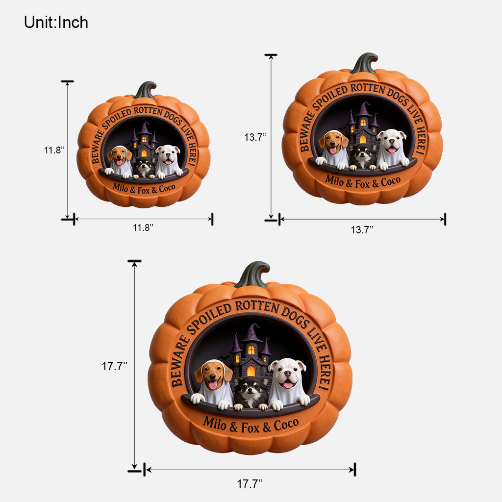 Personalized Halloween Small Fawn Chihuahua Pumpkin Shaped Wood Sign Door Decor