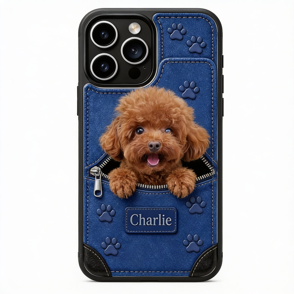 Personalized Reddish Brown Curly Toy Poodle Wallet Phone Case, Dog Lover Gift