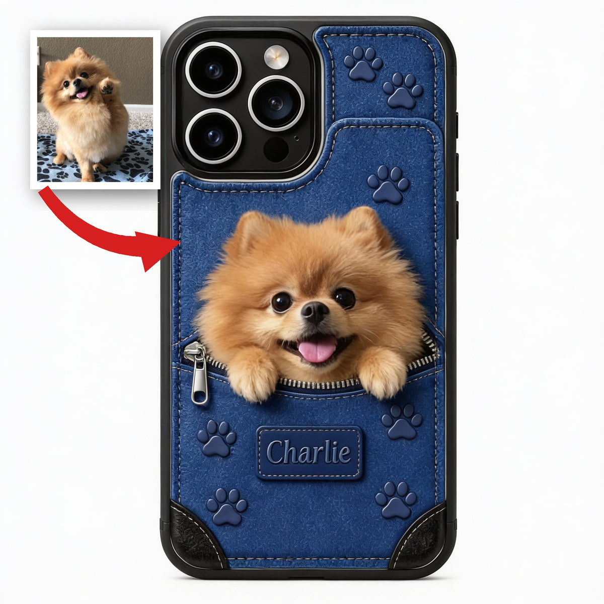 Personalized Fluffy Golden Pomeranian Wallet Phone Case Dog Lover Gift