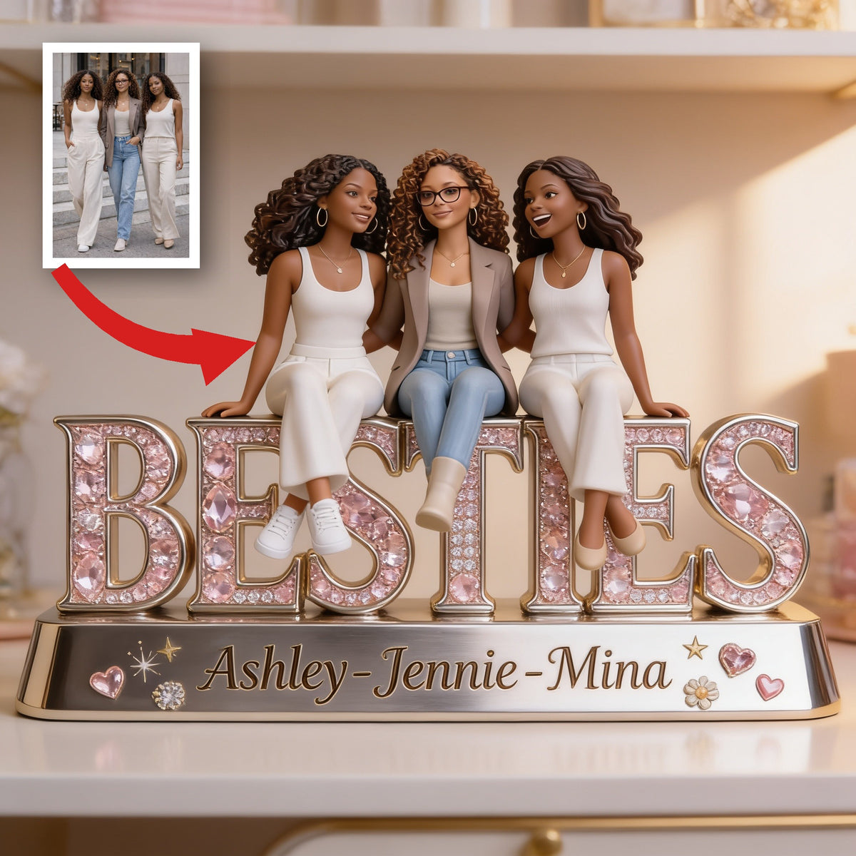 Personalized Black Female Best Friends Custom Shaped Acrylic Plaque Bestie Gift