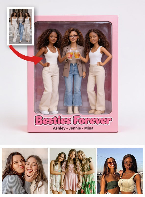 Custom Photo Black Female Best Friends Shaped Acrylic Plaque Bestie Forever Gift