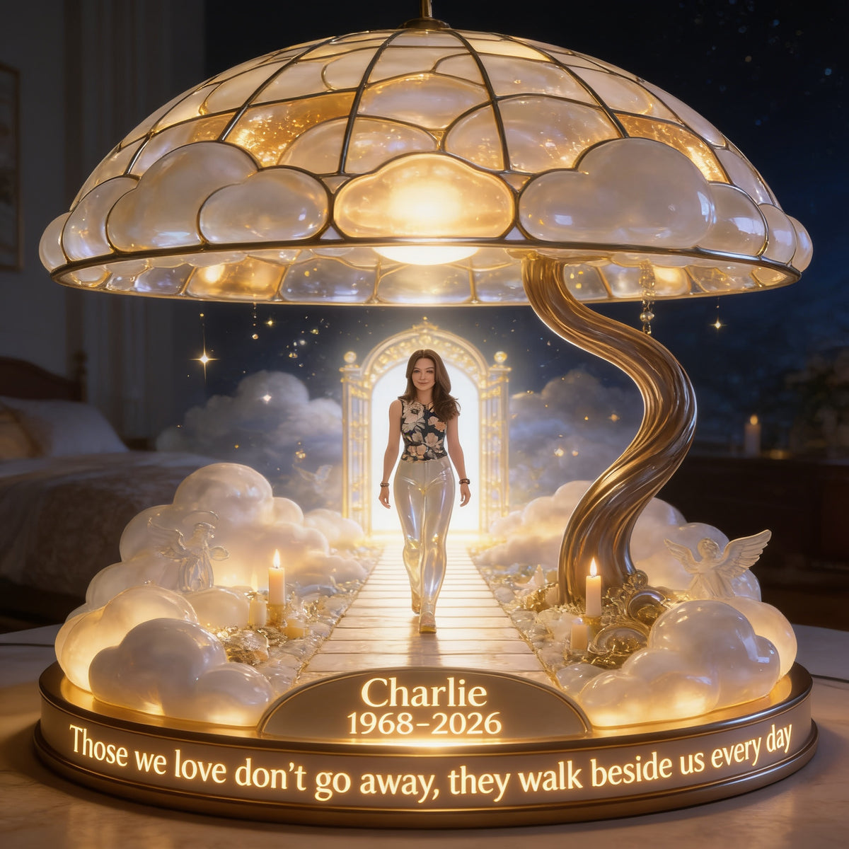 Personalized Memorial Older Woman Acrylic LED Night Light Sympathy Gift