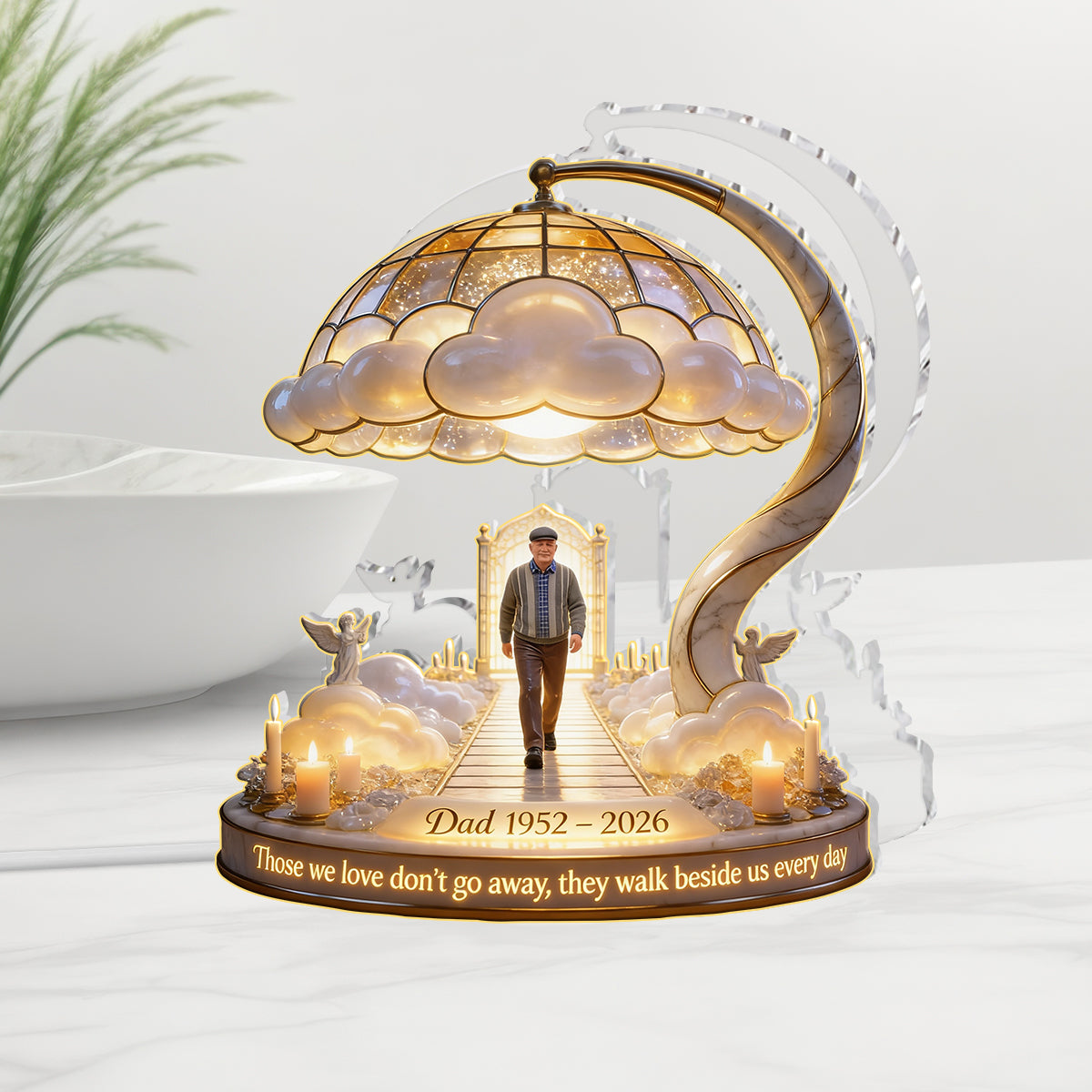 Personalized Young Latino Man Memorial Acrylic LED Night Light Sympathy Gift