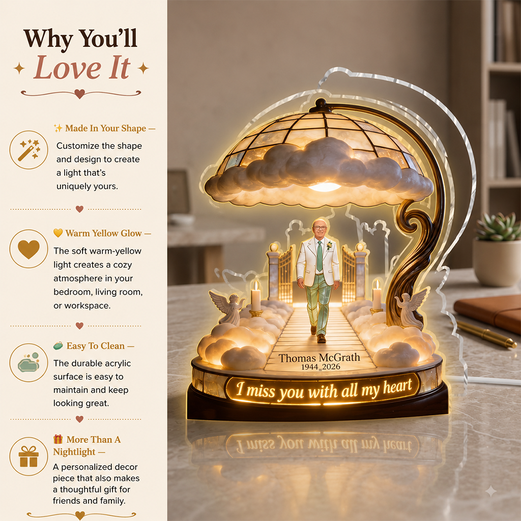 Personalized Little Girl Memorial Acrylic LED Night Light, Remembrance Gift for Daughter Granddaughter