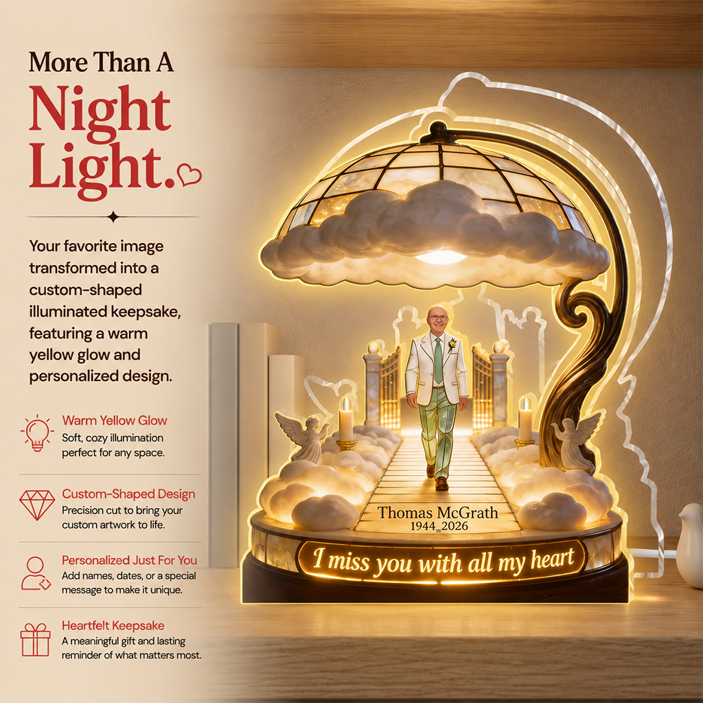 Personalized Little Boy Memorial Acrylic LED Night Light, Son Grandson Remembrance Gift