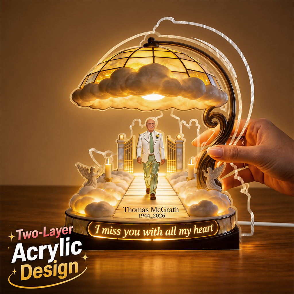 Personalized Memorial Older Woman Acrylic LED Night Light Sympathy Gift