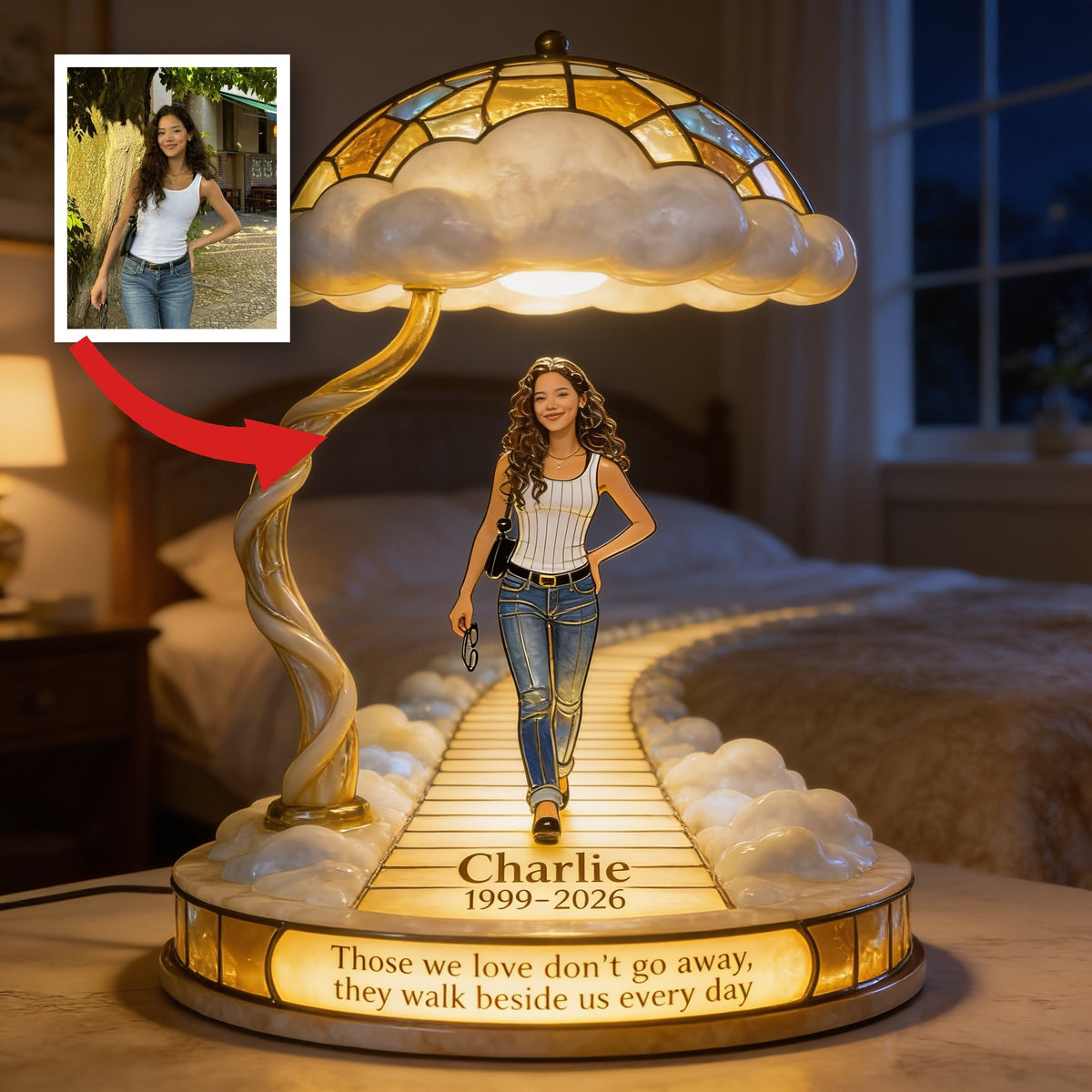 Personalized Latina Woman Memorial Acrylic LED Night Light Keepsake