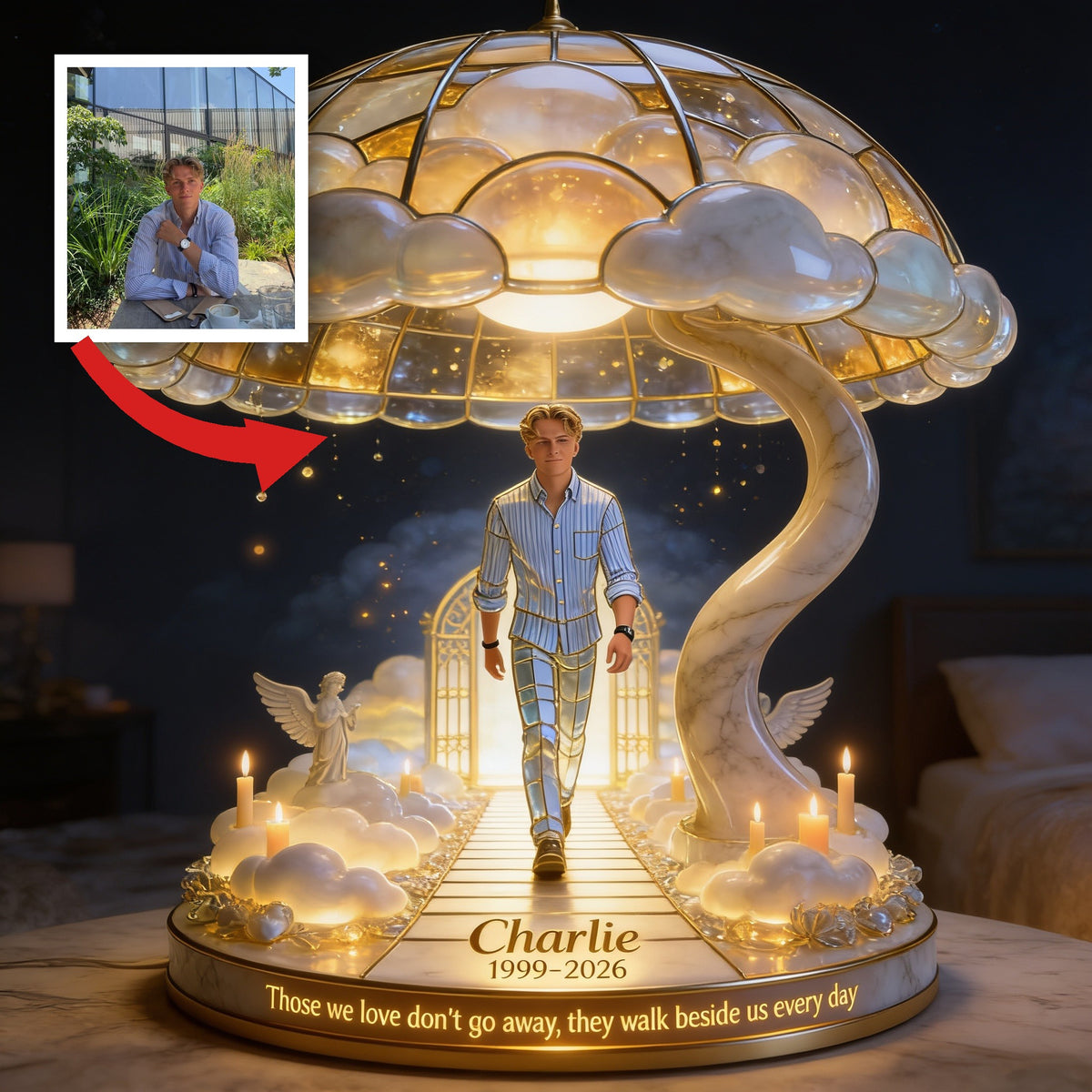 Personalized Memorial Man Acrylic LED Night Light Remembrance Sympathy Gift