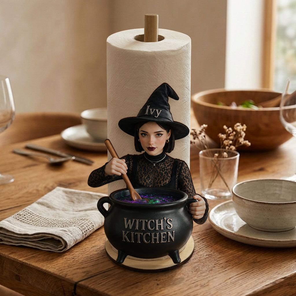 Personalisierter Älterer Schwarzer Hexen-Oma Küchenpapierhalter