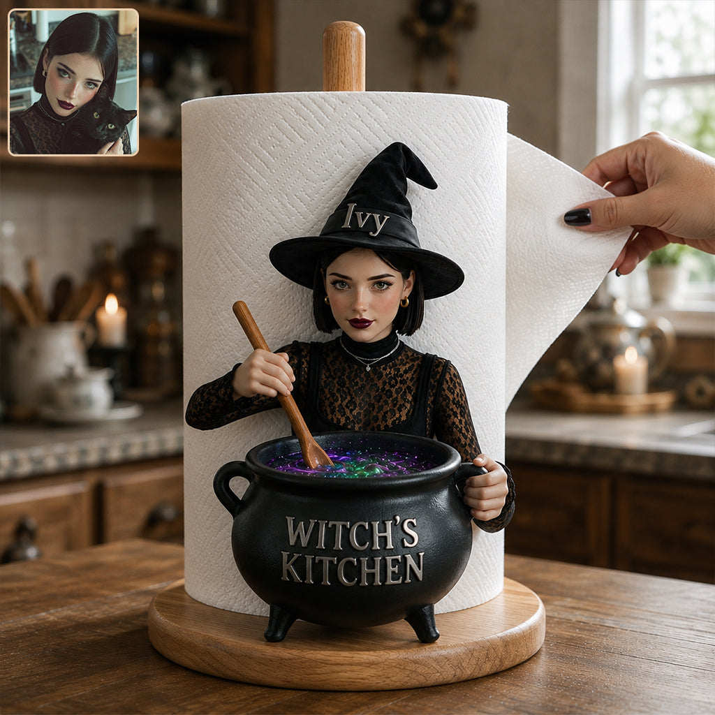 Personalisierter Älterer Schwarzer Hexen-Oma Küchenpapierhalter