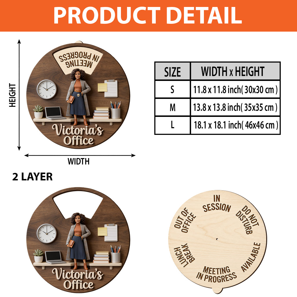 Custom Photo Older Man Office Status Spinner Sign Personalized Door Decor Gift