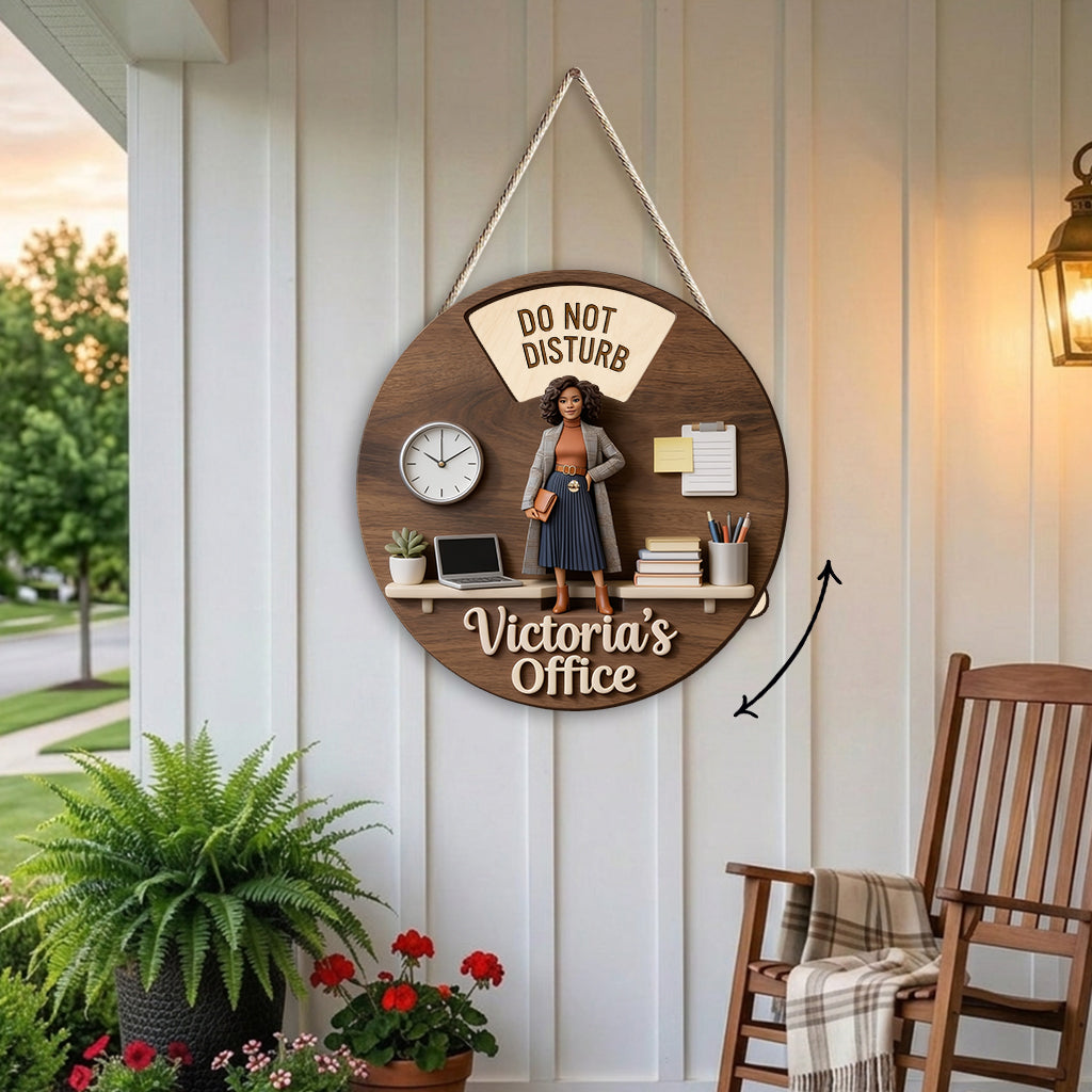 Custom Photo Older Black Woman Office Status Spinner Sign Home Office Decor