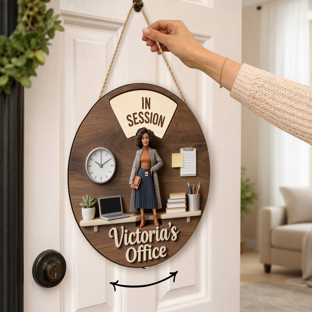 Custom Photo Older Man Office Status Spinner Sign Personalized Door Decor Gift
