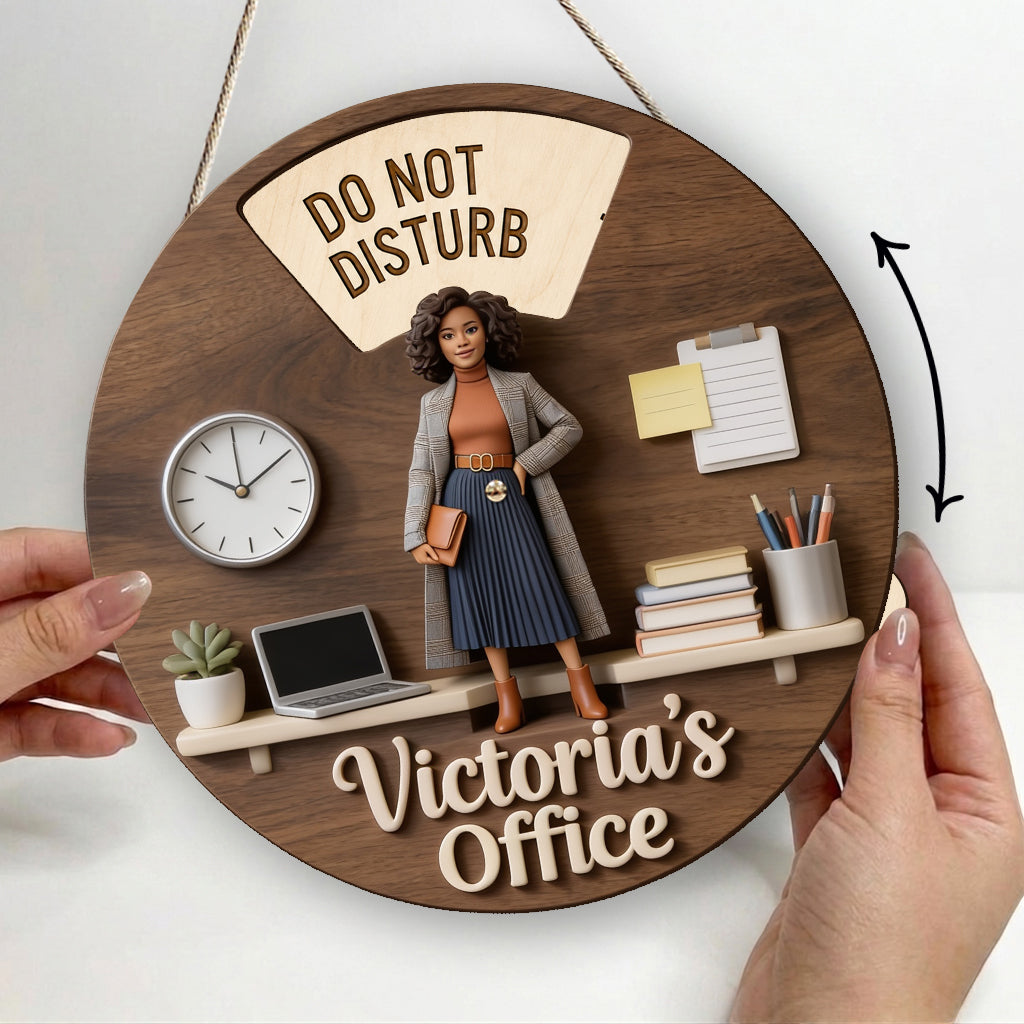 Custom Photo Office Woman Spinner Sign Do Not Disturb Office Door Decor