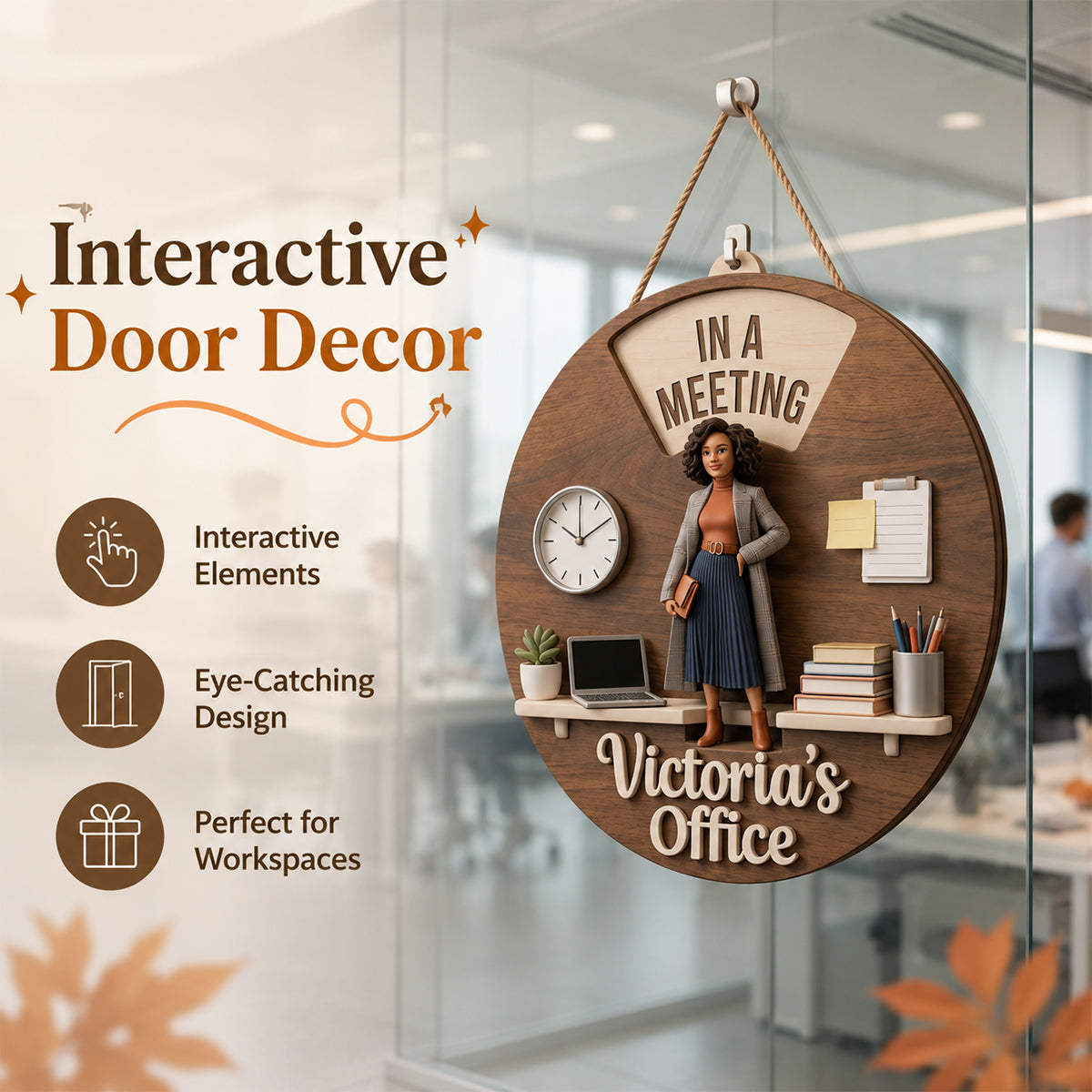 Custom Photo Office Man Spinner Status Sign Office Door Decor