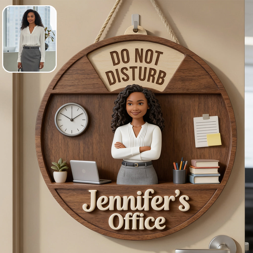 Custom Photo Older Latino Man Office Spinner Sign Office Door Status Gift