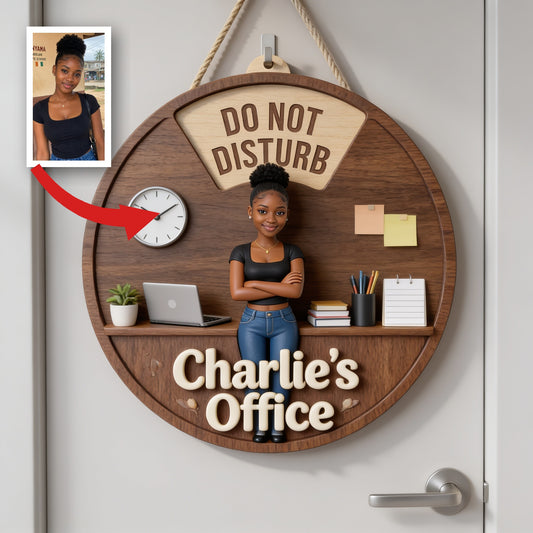 Custom Photo Black Woman Office Status Spinner Sign Home Office Door Decor