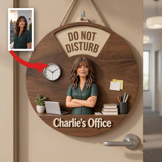Custom Photo Older Latina Woman Office Spinner Sign Office Door Status Decor