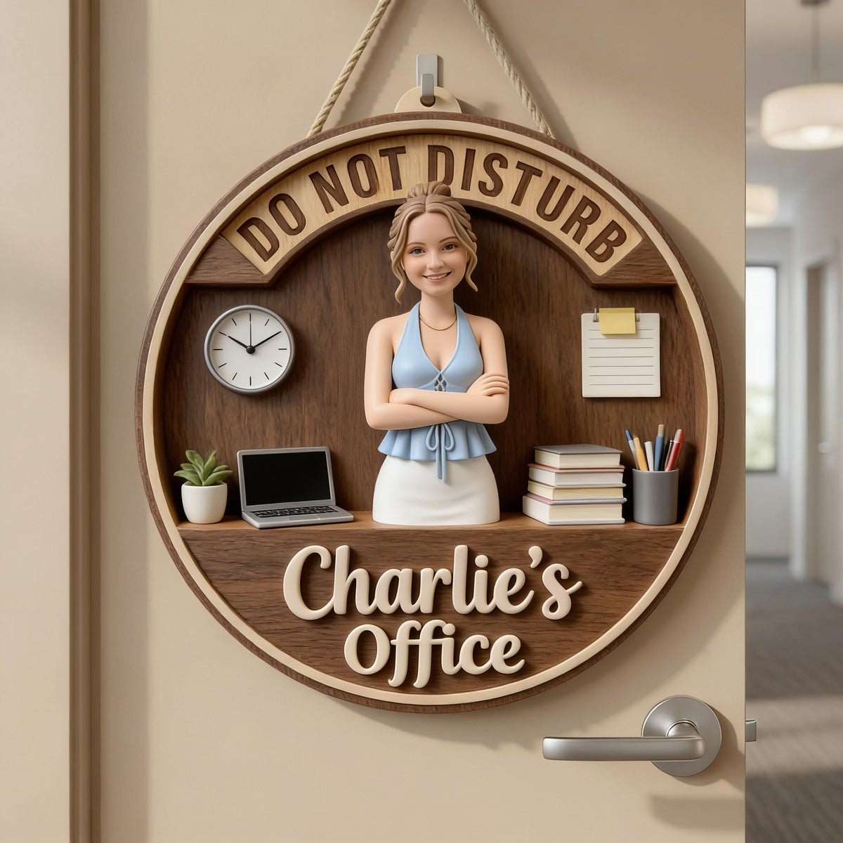 Custom Photo Office Woman Spinner Sign Do Not Disturb Office Door Decor