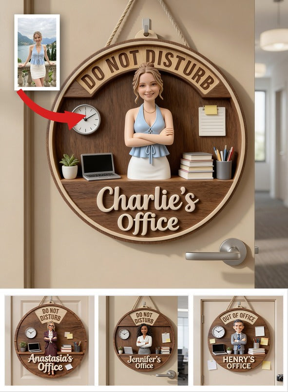 Custom Photo Office Woman Spinner Sign Do Not Disturb Office Door Decor