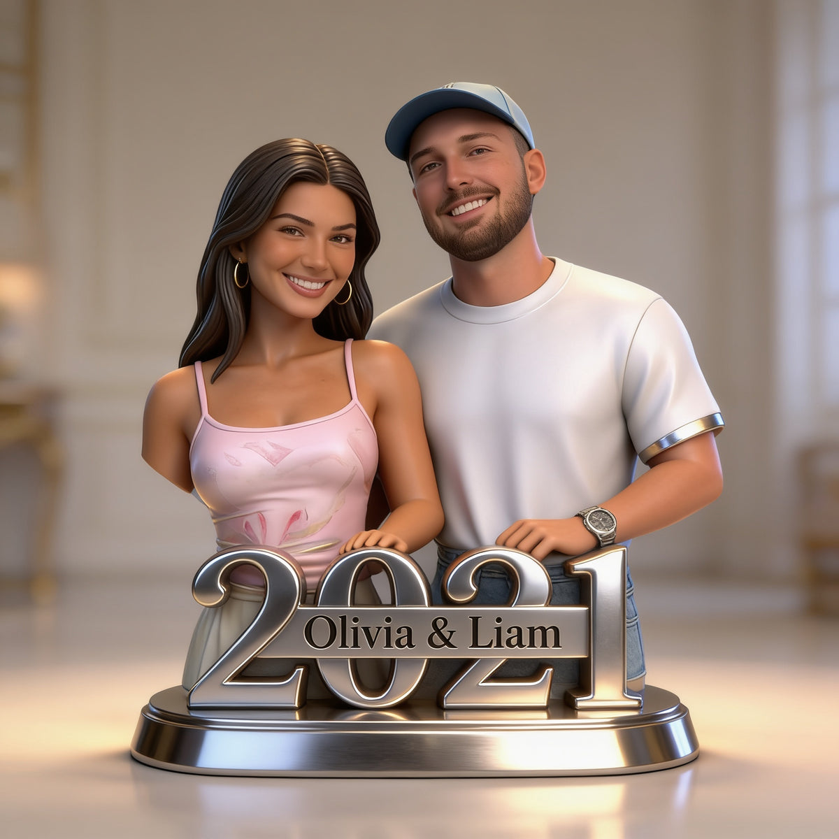 Personalized 5th Anniversary Latino Couple Custom Shaped Acrylic Plaque 2021 Keepsake Gift