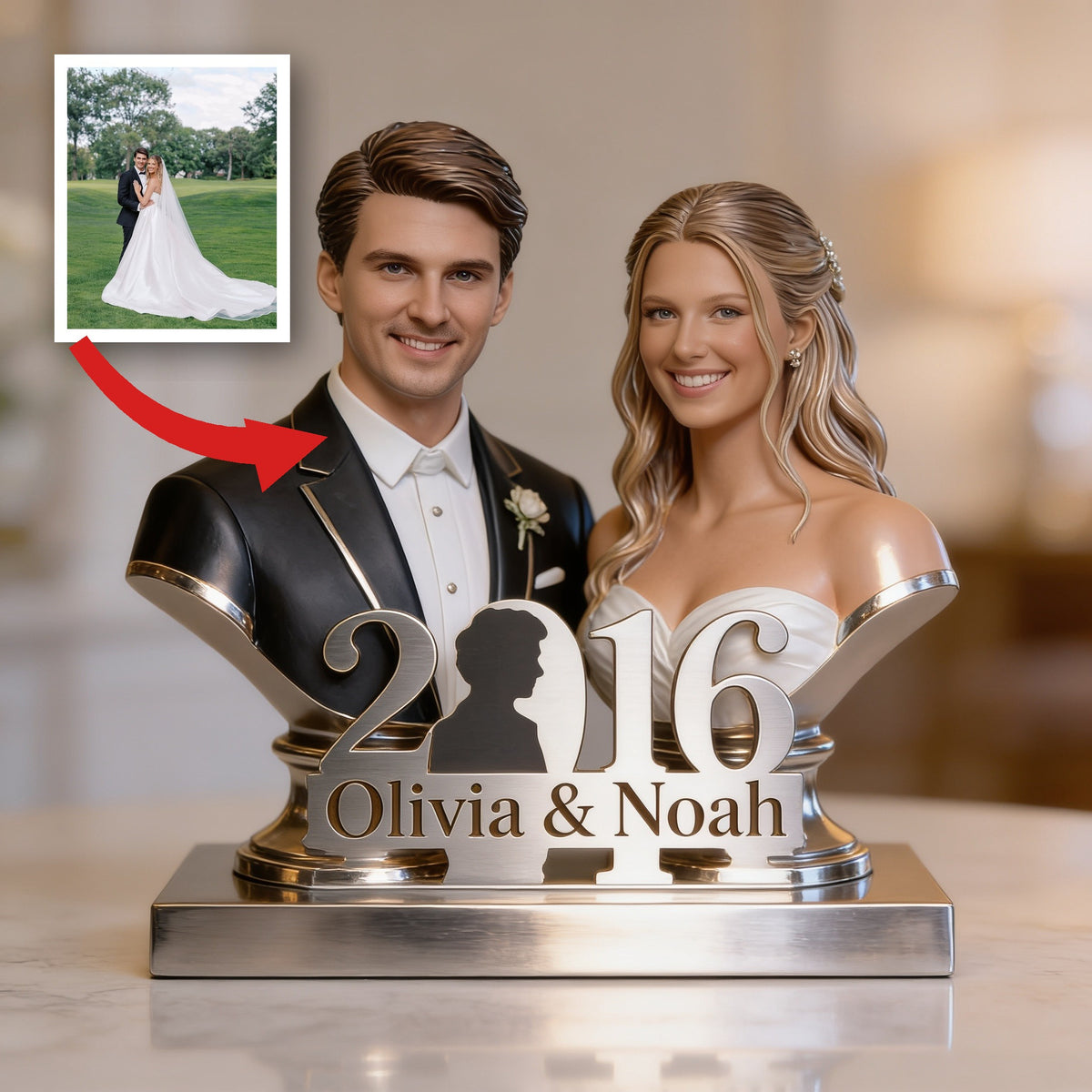 Personalisierte Foto 10. Hochzeitstags-Acrylplakette, Geschenk für Paare