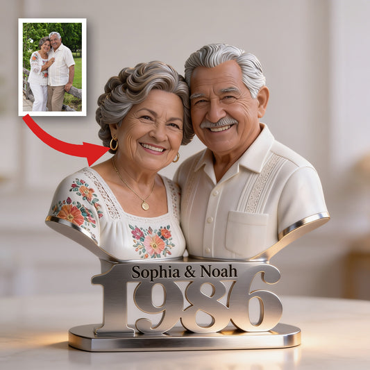 Custom Photo 40th Anniversary Older Latino Couple 1986 Shaped Acrylic Plaque