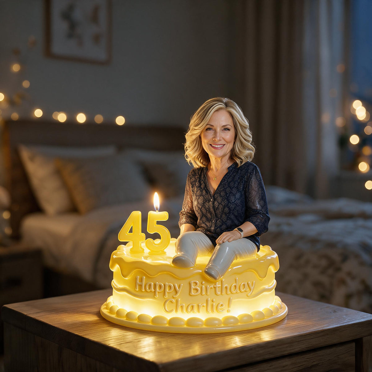 Personalized 50th Birthday Middle-Aged Woman Acrylic LED Night Light Keepsake Gift
