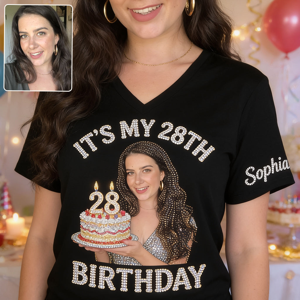 Personalized Birthday Latina Little Girl V-Neck T-Shirt Gift