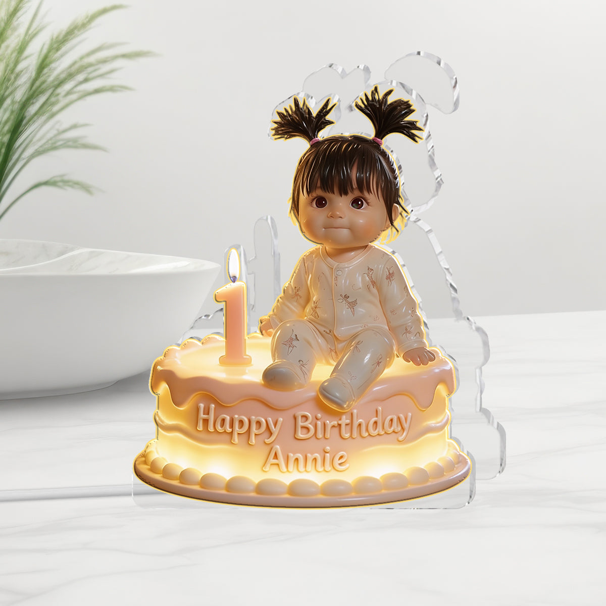 Personalized 70th Birthday Older Woman Acrylic LED Night Light Grandma Gift