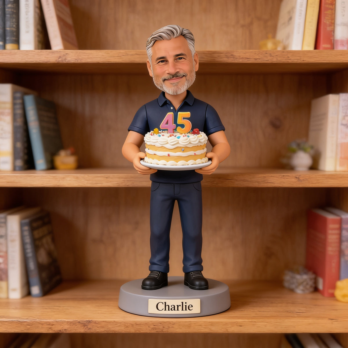 Personalized 45th Birthday Middle-Aged Man Custom Shaped Acrylic Plaque