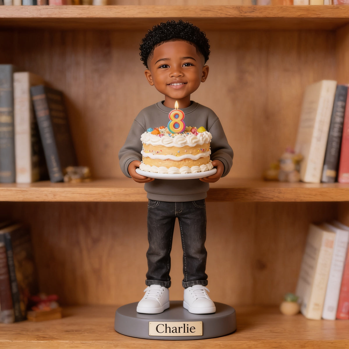 Personalized 8th Birthday Black Little Boy Custom Shaped Acrylic Plaque Gift for Son Grandson Nephew