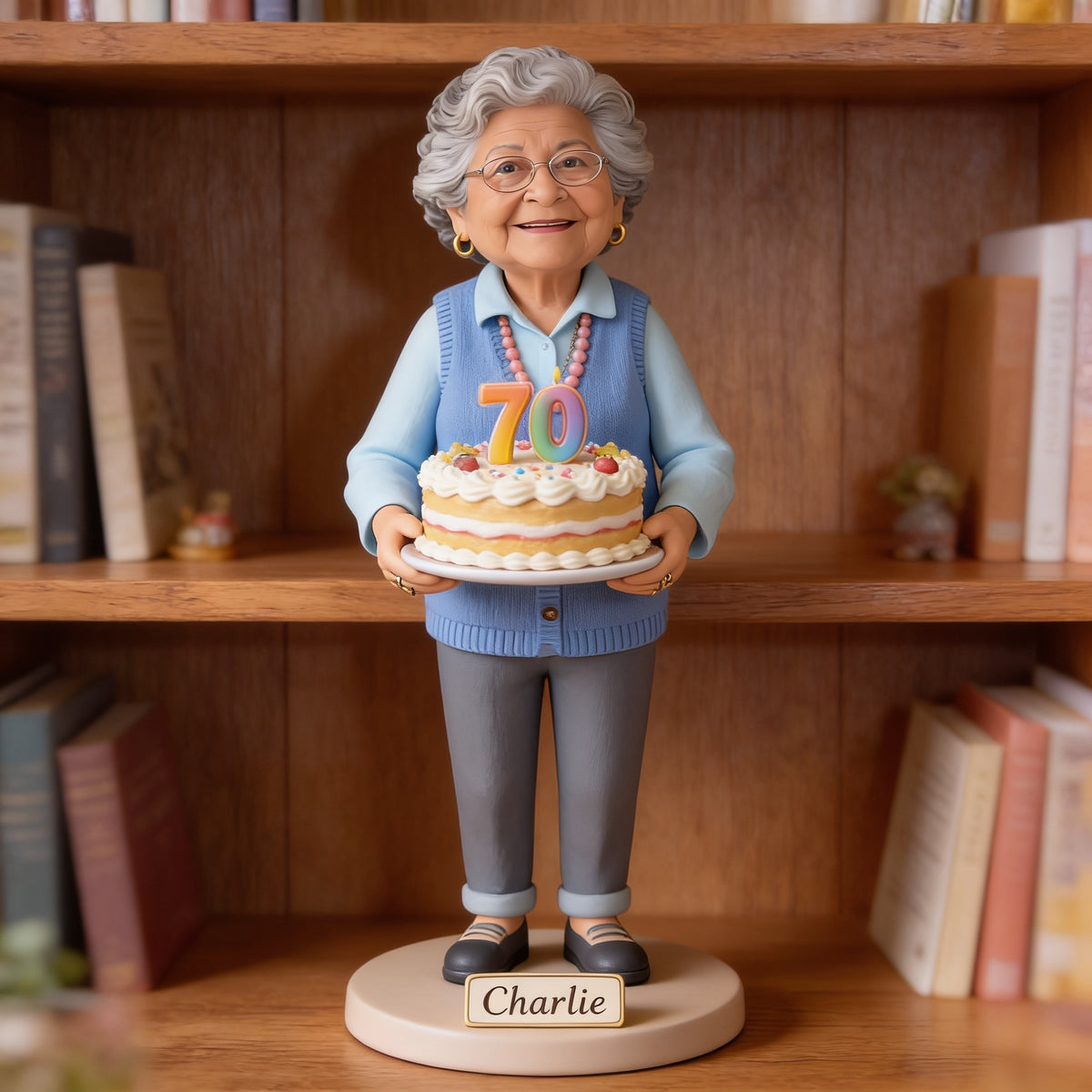 Personalized 70th Birthday Older Latina Woman Custom Shaped Acrylic Plaque Gift