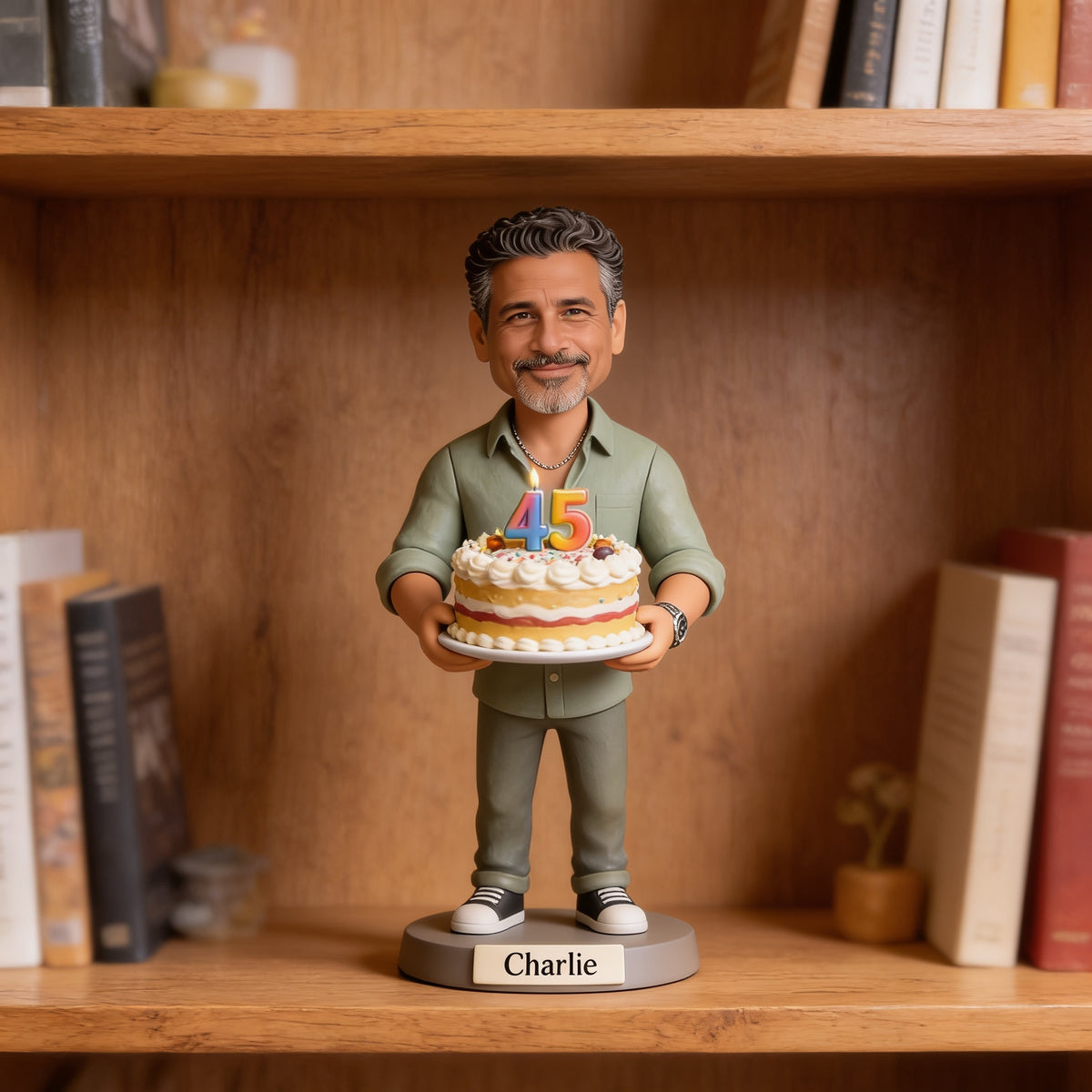 Personalized 45th Birthday Middle-Aged Latino Man Custom Shaped Acrylic Plaque Gift