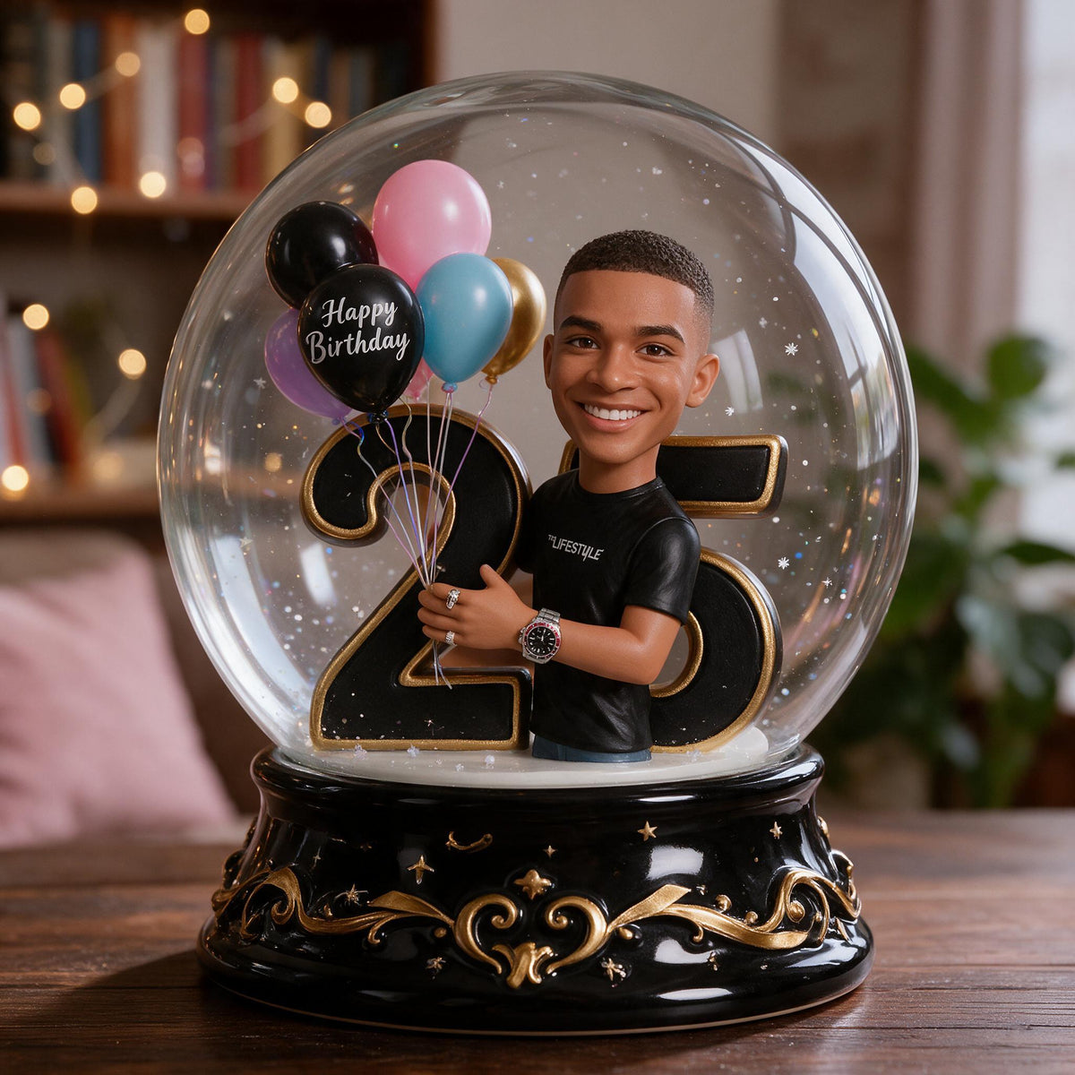 Personalized 25th Birthday Black Man 2-Side Printed Acrylic Plaque Gift for Him