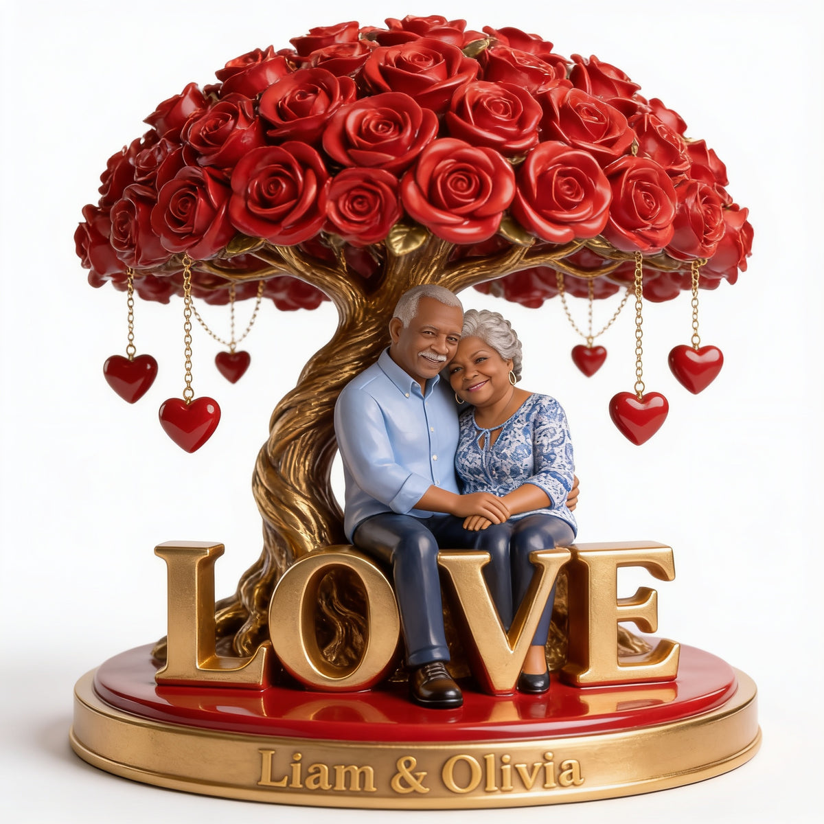 Custom Photo Older Black Couple Shaped Acrylic Plaque Love Tree Keepsake Gift