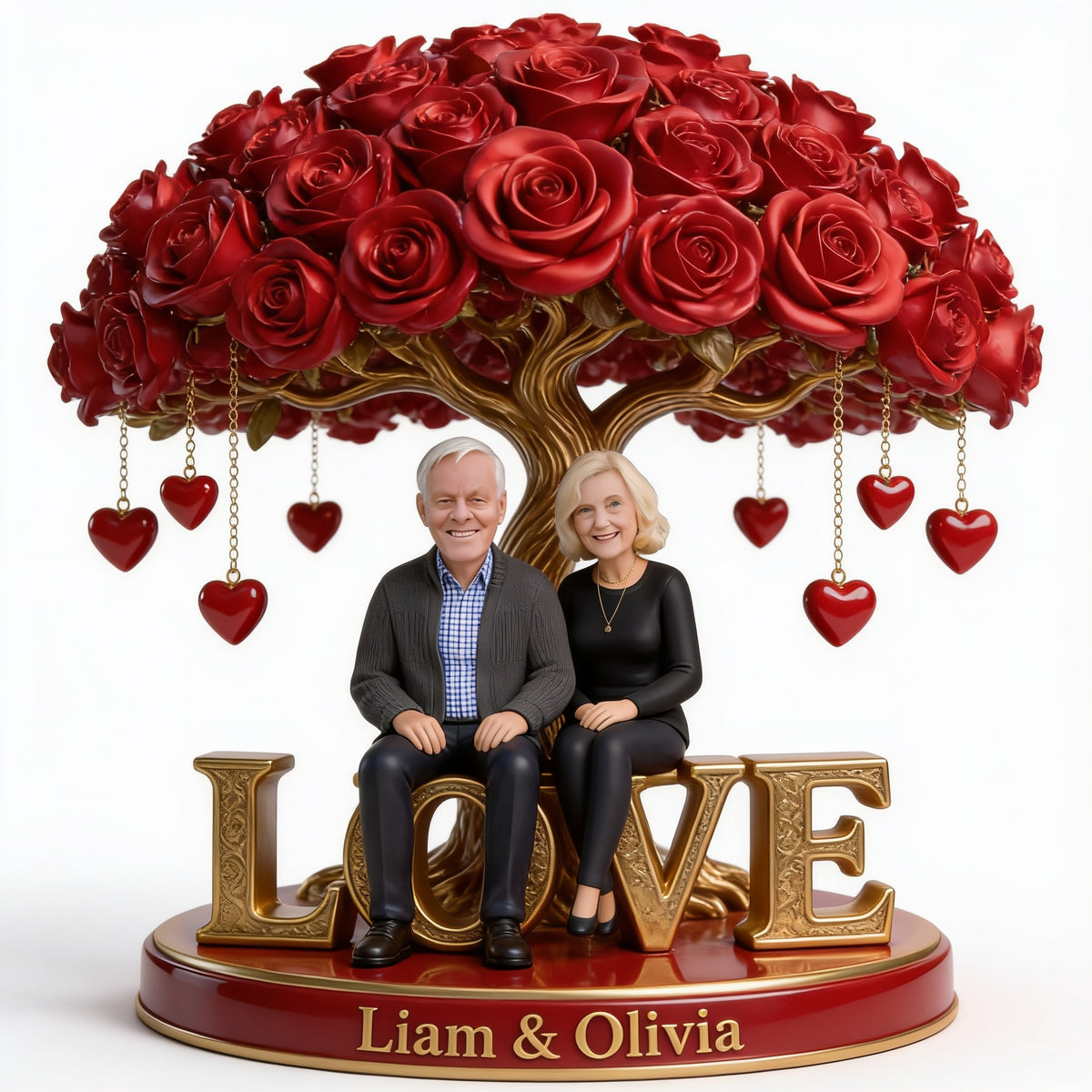 Custom Photo Older Couple Rose Tree Acrylic Plaque Keepsake Gift