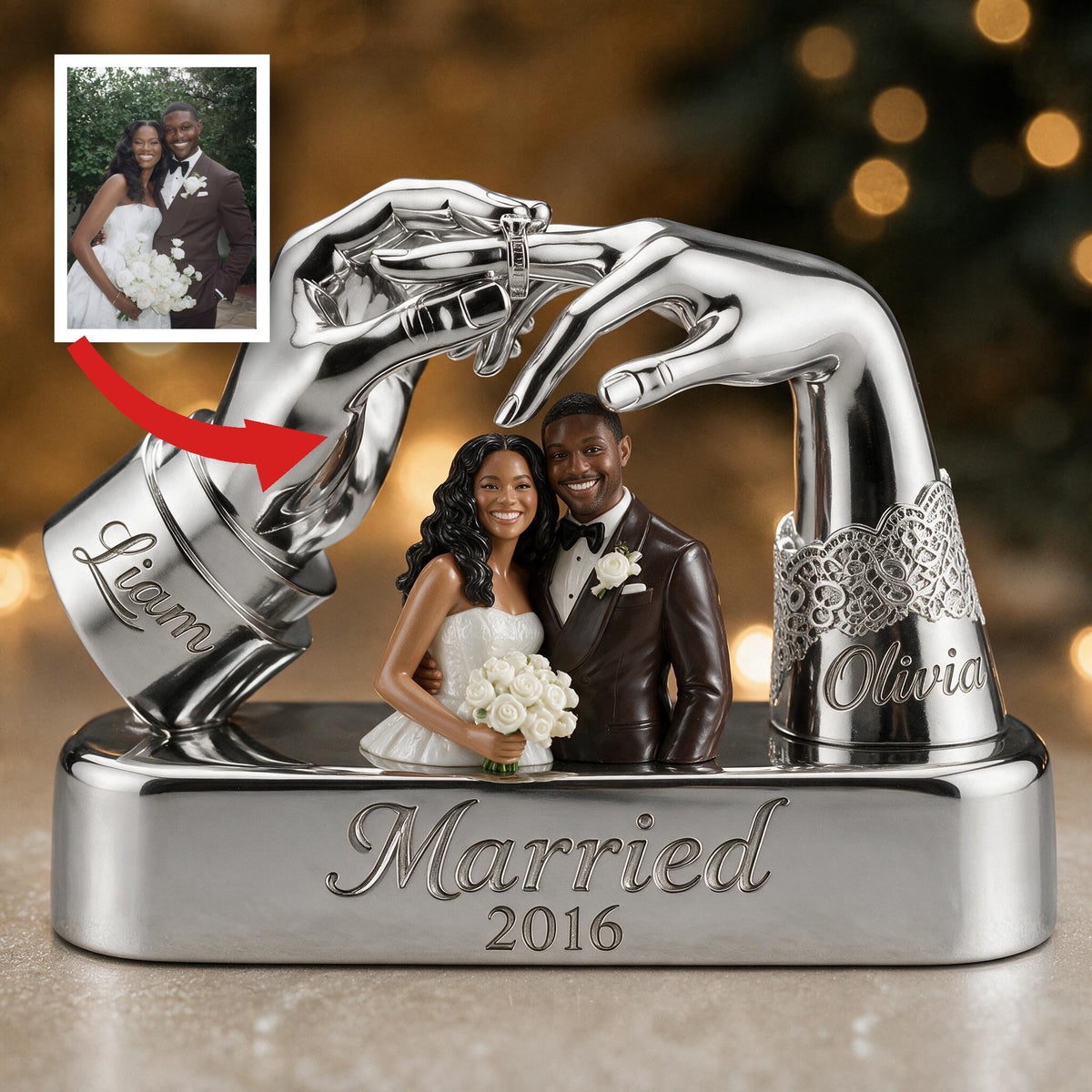Custom Photo 10th Wedding Anniversary 2016 Black Couple Acrylic Plaque Couple Keepsake Gift