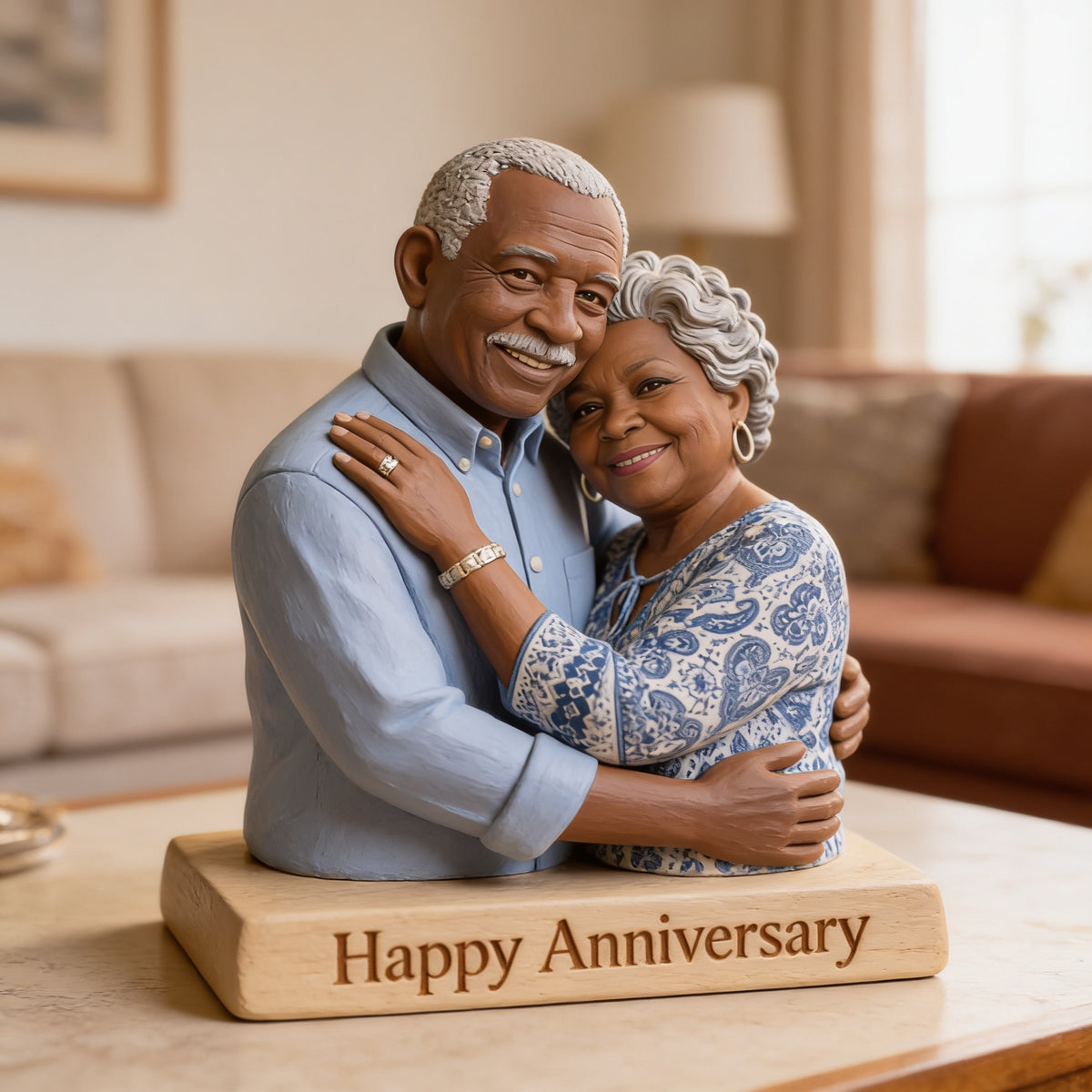 Custom Photo 40th Anniversary 1986 Older Black Couple Custom Shaped Acrylic Plaque Keepsake