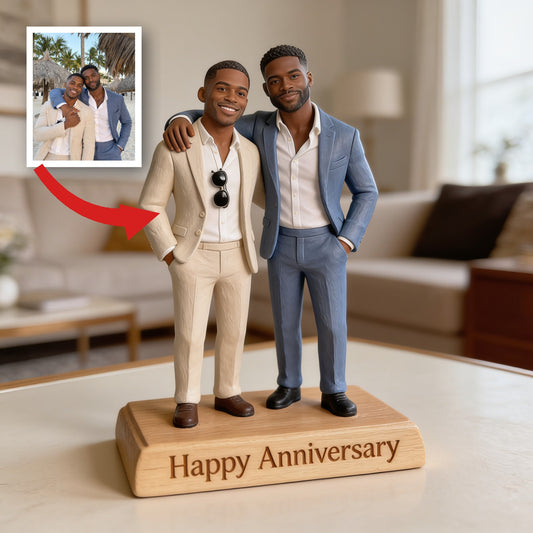 Custom Photo LGBT Anniversary Black Gay Couple Custom Shaped Acrylic Plaque Gift