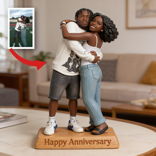 Custom Photo 5th Anniversary Black Couple Custom Shaped Acrylic Plaque