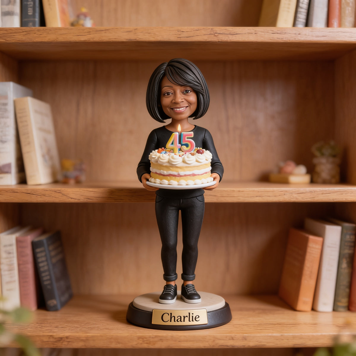 Personalized 45th Birthday Middle-Aged Black Woman Custom Shaped Acrylic Plaque Gift
