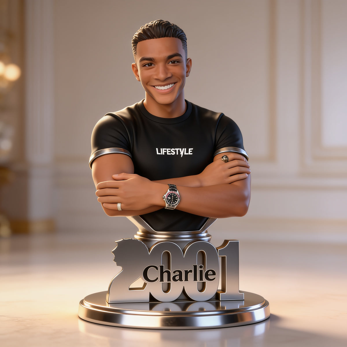 Personalized 21st Birthday Black Man Custom Shaped Acrylic Plaque Gift for Him
