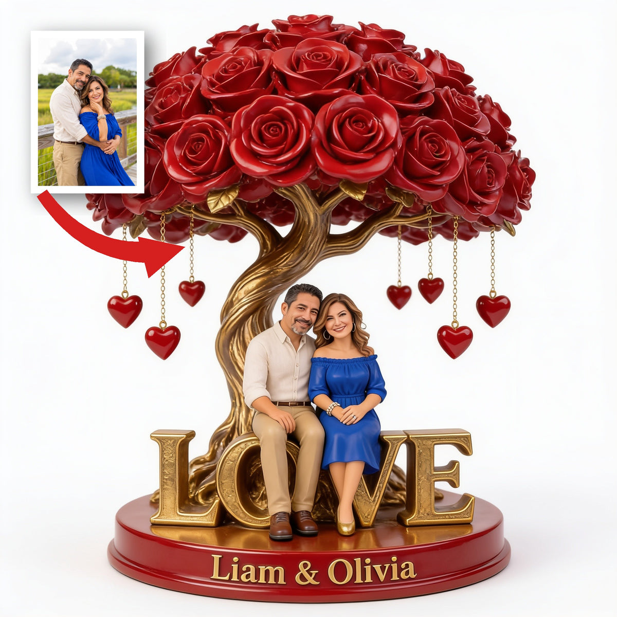 Custom Photo Middle-Aged Latino Couple Custom Shaped Acrylic Plaque, Couple Keepsake Gift