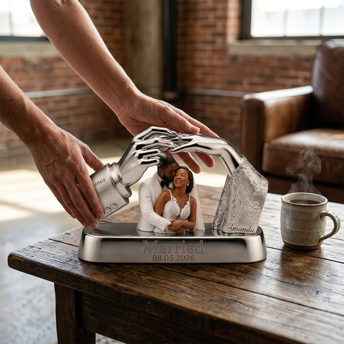 Custom Photo 10th Wedding Anniversary 2016 Black Couple Acrylic Plaque Couple Keepsake Gift