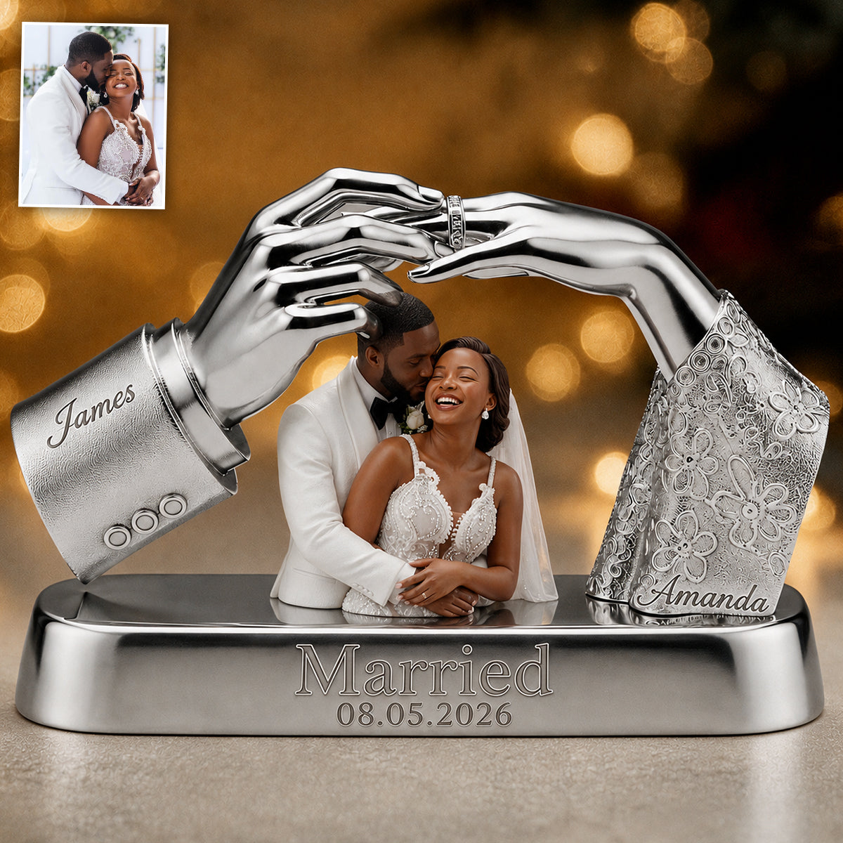 Custom Photo 10th Wedding Anniversary 2016 Black Couple Acrylic Plaque Couple Keepsake Gift